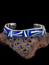 Navajo Sterling Silver Turquoise and Lapis Inlay Bracelet