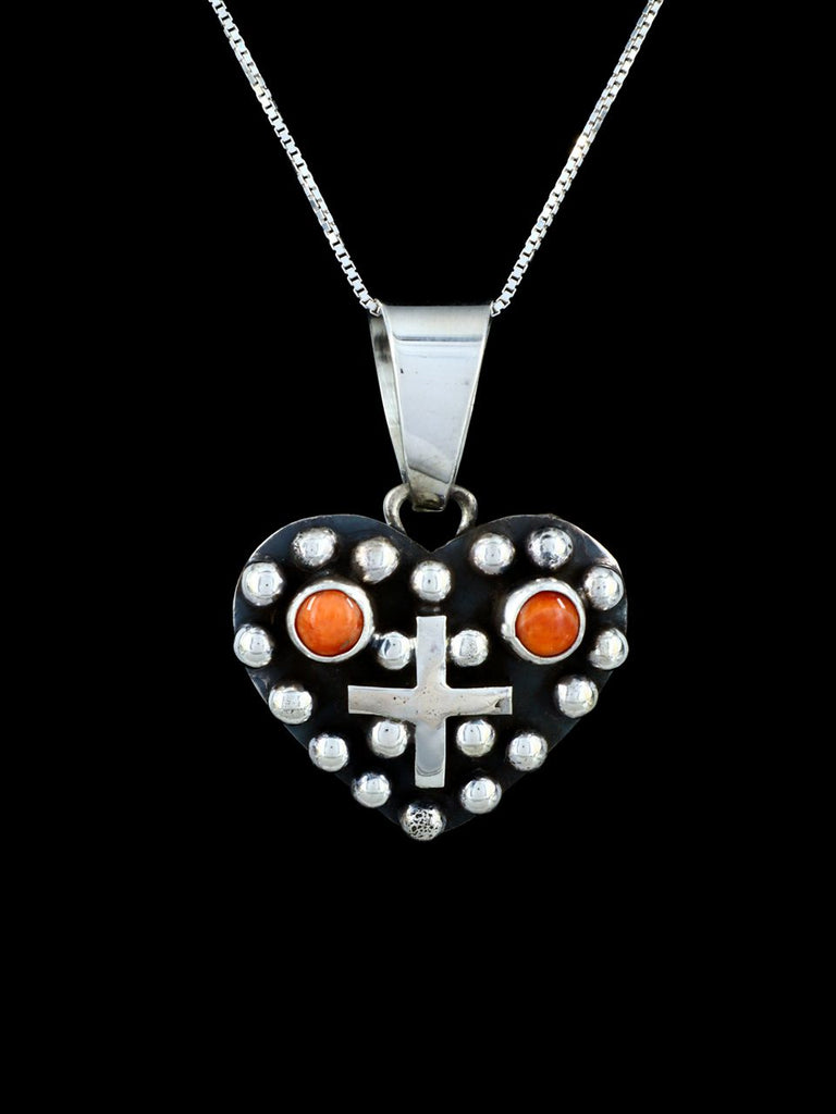 Native American Jewelry Droplet Spiny Oyster Heart Pendant - PuebloDirect.com