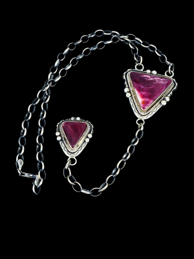 Native American Jewelry Purple Spiny Oyster Lariat Y Necklace - PuebloDirect.com
