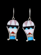 Zuni Inlay Sterling Silver Multistone Hot Air Balloon Earrings