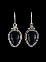 Native American Onyx Sterling Silver Dangle Earrings