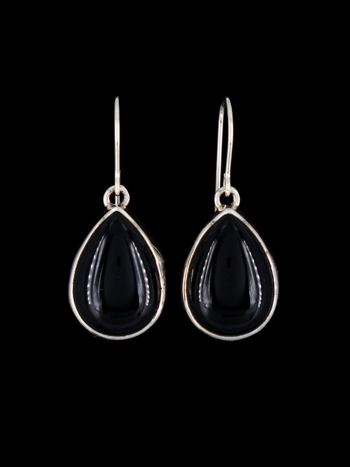 Navajo Sterling Silver Black Onyx Dangle Earrings