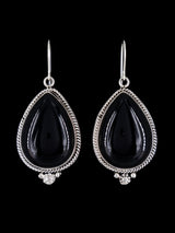 Native American Black Onyx Sterling Silver Dangle Earrings