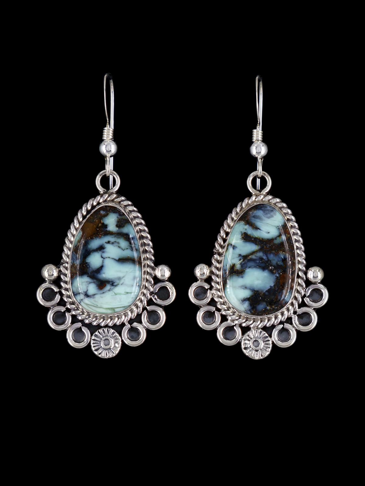 Navajo Sterling Silver Variscite Dangle Earrings