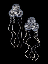 Pendientes colgantes de plumas de cesta de plata de ley de nativos americanos