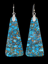 Boucles d’oreilles pendantes en dalle turquoise Navajo