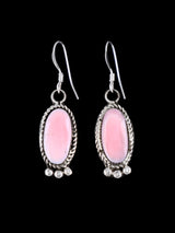 Navajo Pink Conch Sterling Silver Dangle Earrings