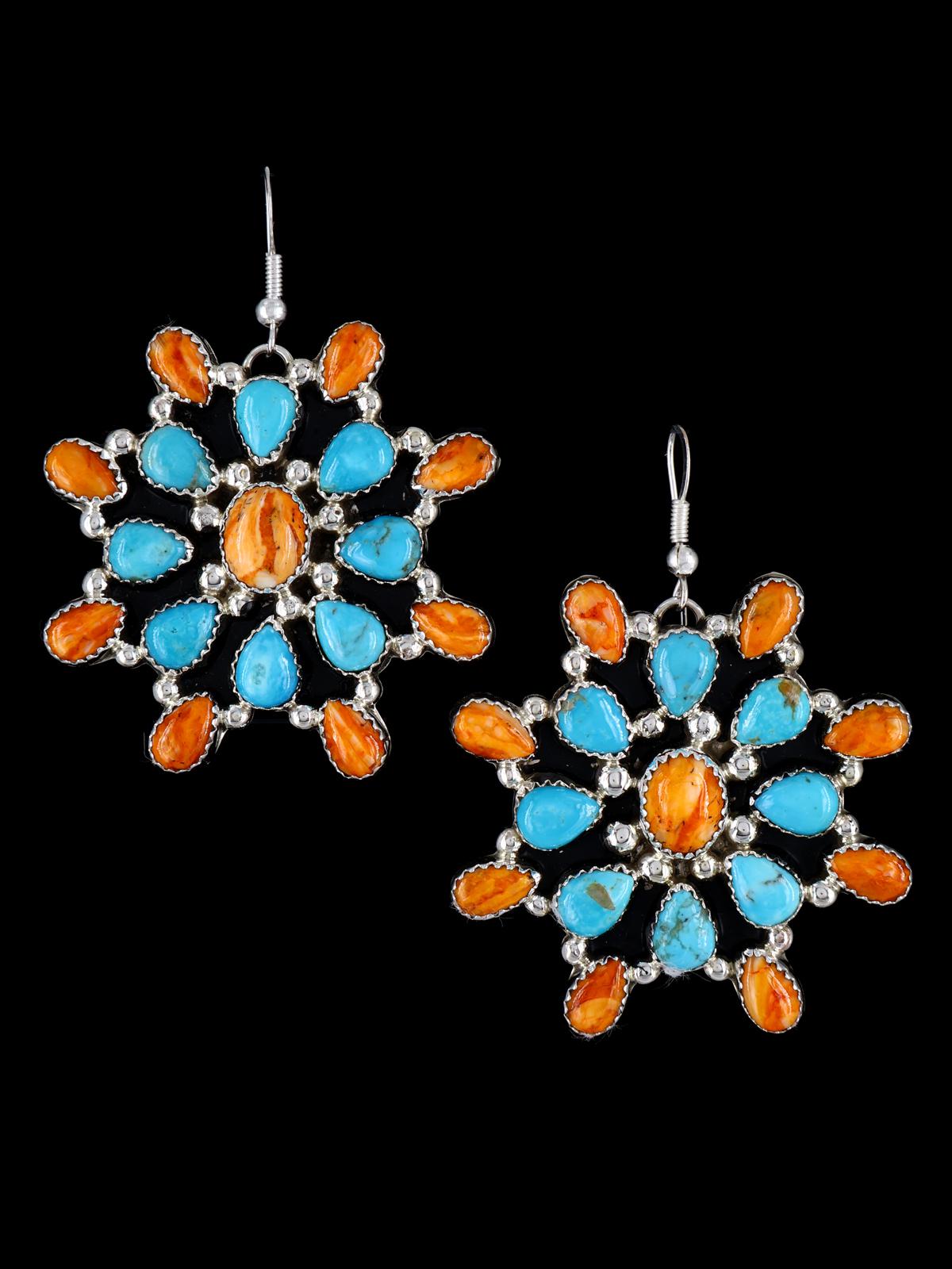 Pendientes colgantes de color turquesa y oro de Sonora de los nativos americanos