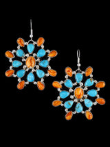 Pendientes colgantes de color turquesa y oro de Sonora de los nativos americanos