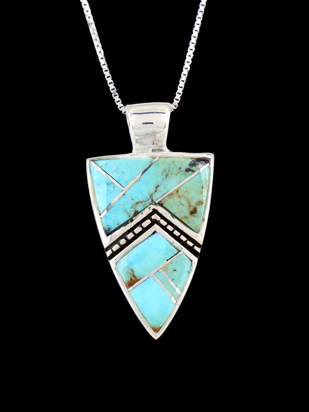 Native American Turquoise Arrowhead Inlay Pendant