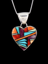 Navajo Multistone Mosaic Inlay Heart Pendant