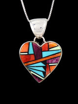Colgante con incrustaciones de corazón de mosaico turquesa navajo