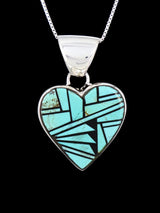 Colgante con incrustaciones de corazón de mosaico turquesa navajo