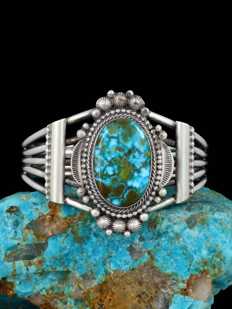Native American Sterling Silver Sonoran Gold Turquoise Bracelet - PuebloDirect.com