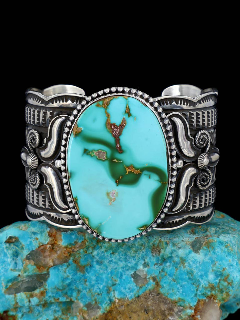 Native American Indian Jewelry Sterling Silver Royston Turquoise Bracelet - PuebloDirect.com