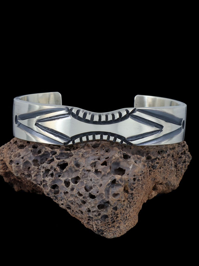 Native American Jewelry Heavy Sterling Silver Cuff Bracelet - PuebloDirect.com
