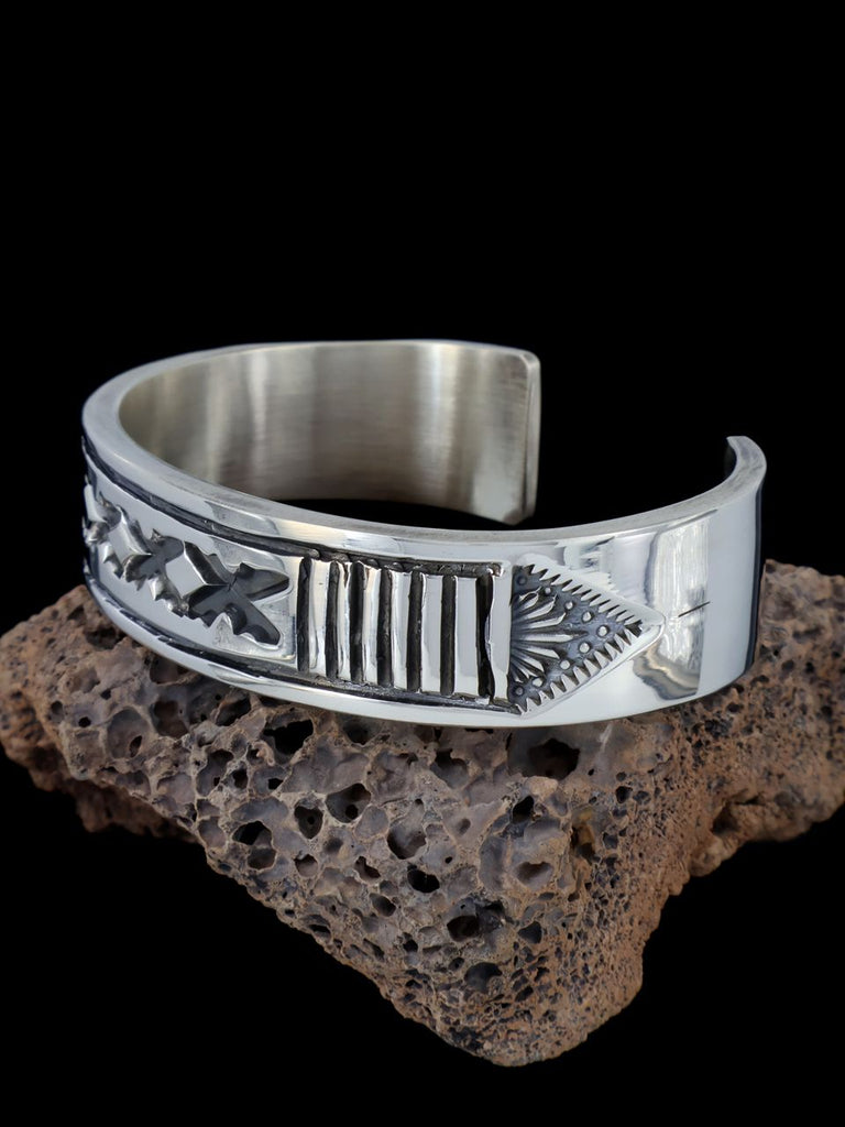 Native American Jewelry Heavy Sterling Silver Cuff Bracelet - PuebloDirect.com