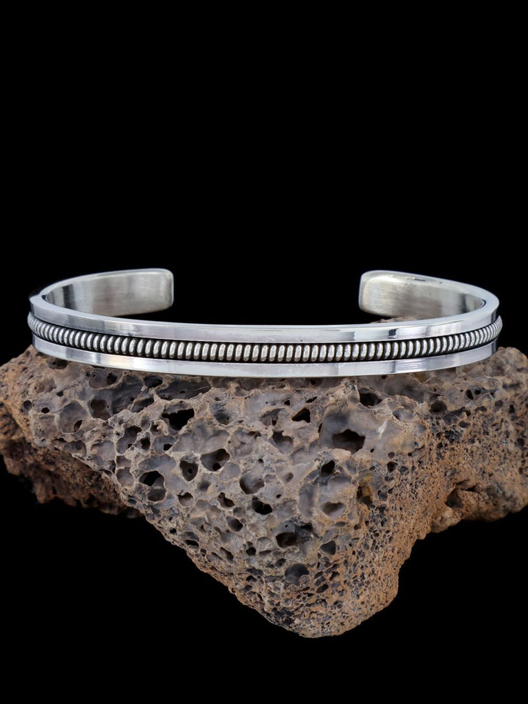 Navajo Sterling Silver Twisted Rope Cuff Bracelet - PuebloDirect.com