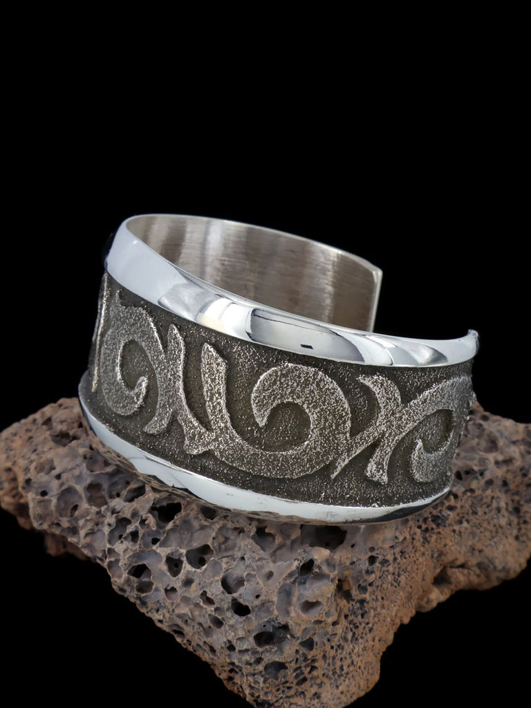 Native American Sterling Silver Tufa Cast Bracelet - PuebloDirect.com