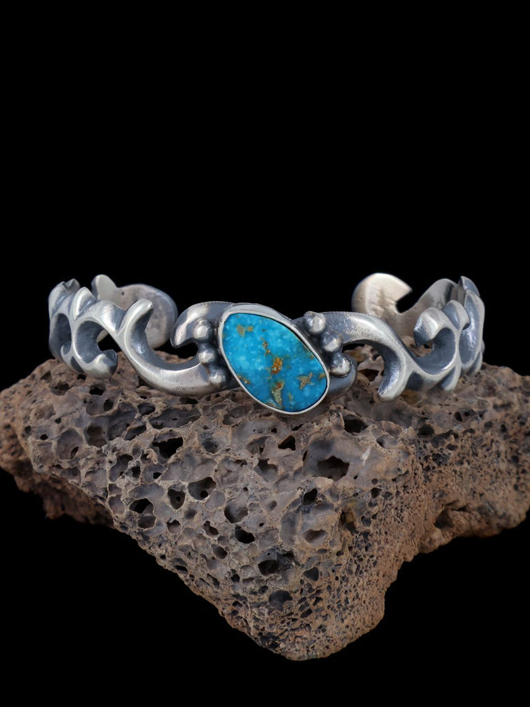 Navajo Kingman Turquoise Sterling Silver Cuff Bracelet - PuebloDirect.com