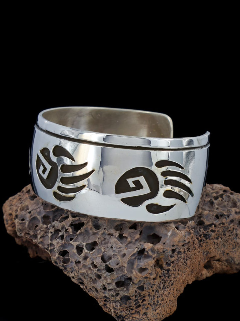 Native American Sterling Silver Overlay Bear Paw Cuff Bracelet - PuebloDirect.com