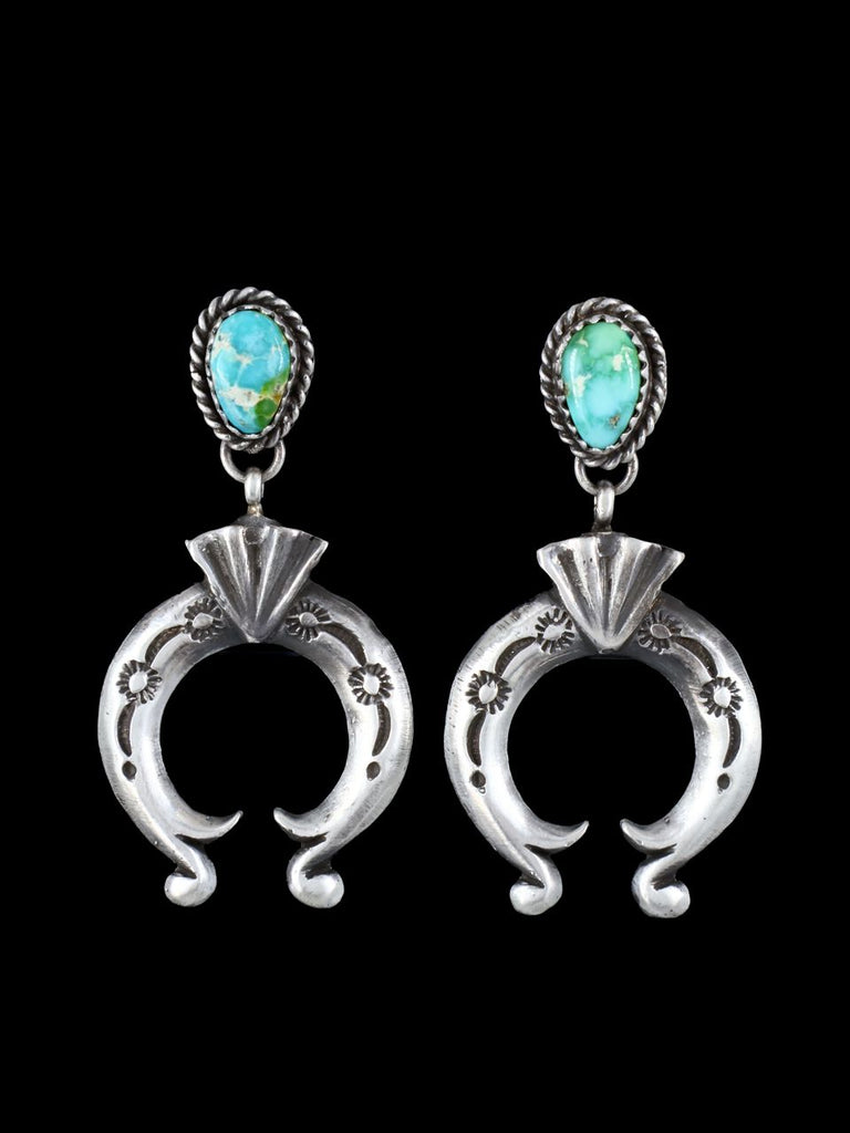 Native American Sterling Silver Sonoran Gold Turquoise Post Earrings - PuebloDirect.com