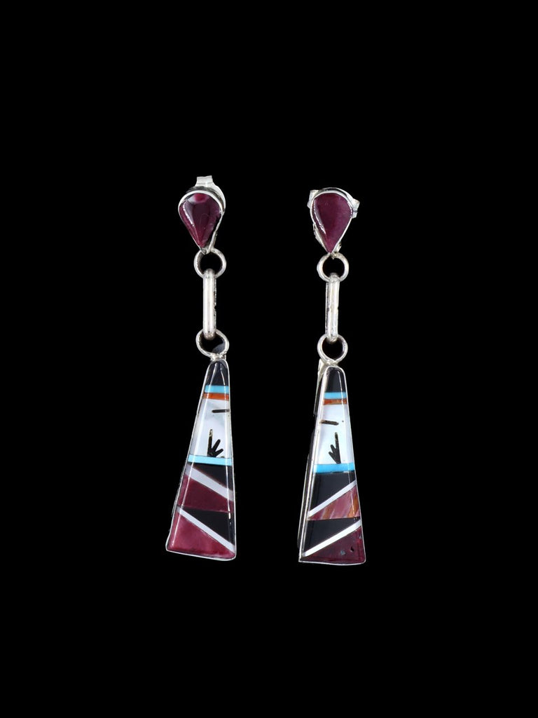Native American Zuni Inlay Spiny Oyster Post Earrings - PuebloDirect.com
