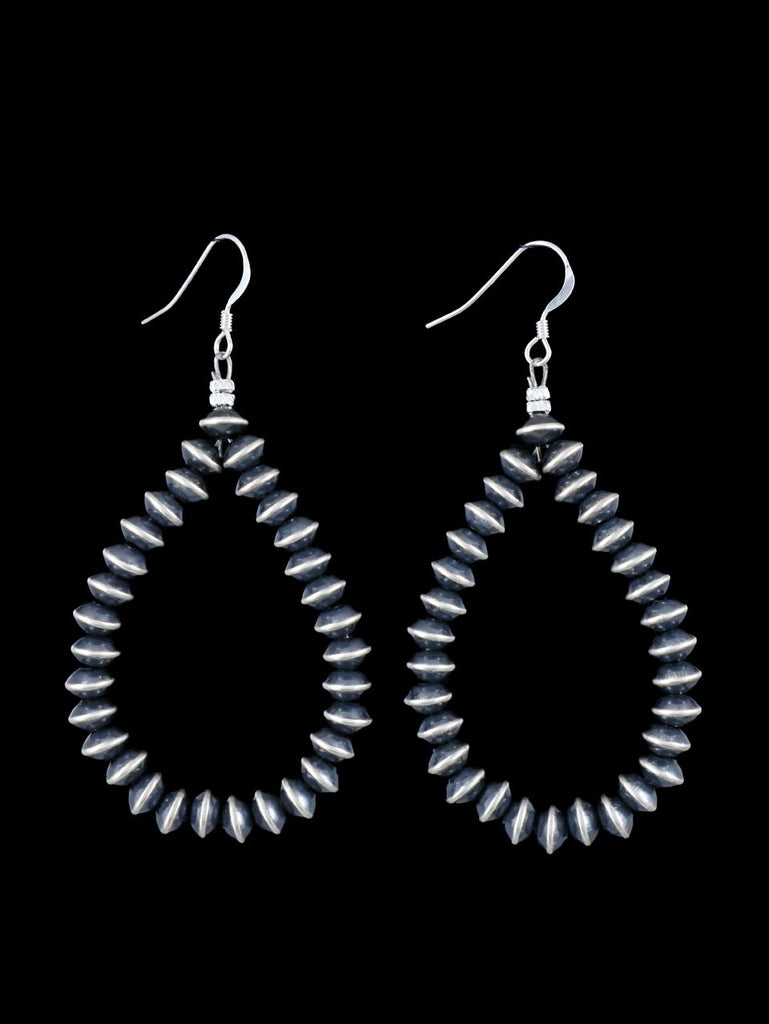 Navajo Sterling Silver Beaded Dangle Earrings - PuebloDirect.com