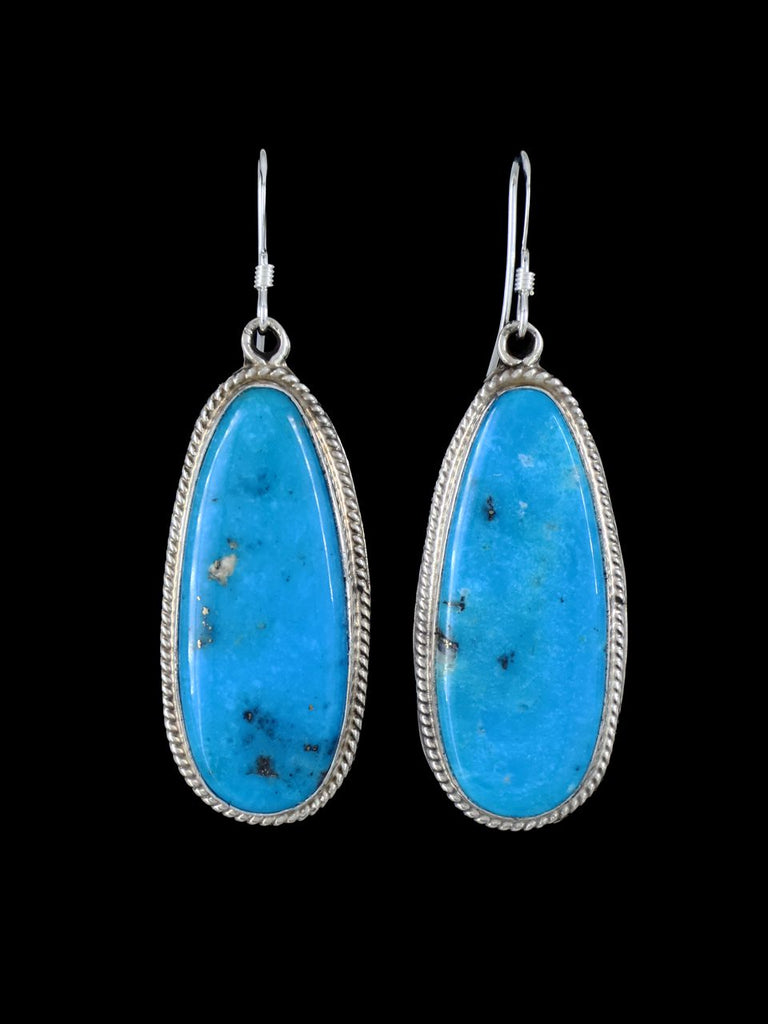 Navajo Sterling Silver Turquoise Dangle Earrings - PuebloDirect.com