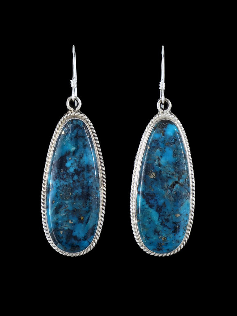 Navajo Sterling Silver Turquoise Dangle Earrings - PuebloDirect.com