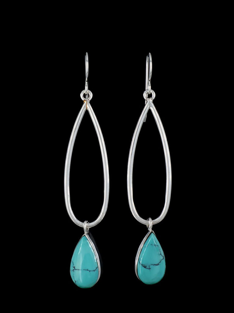 Native American Turquoise Tear Drop Dangle Earrings - PuebloDirect.com