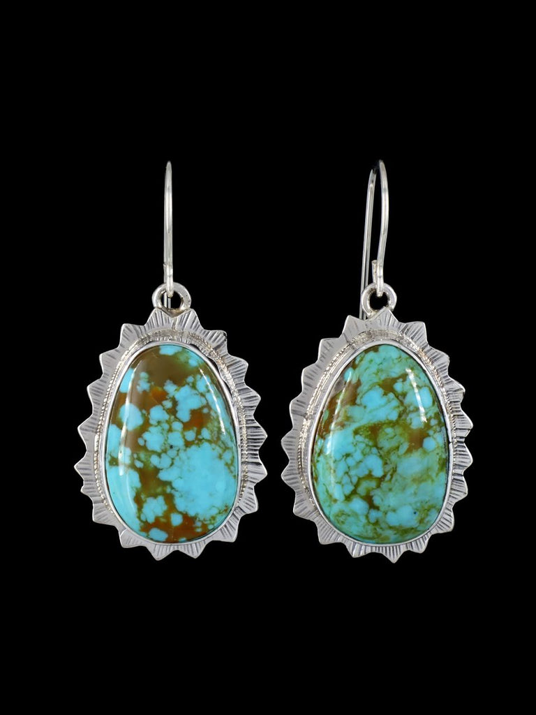 Navajo Sterling Silver #8 Turquoise Dangle Earrings - PuebloDirect.com