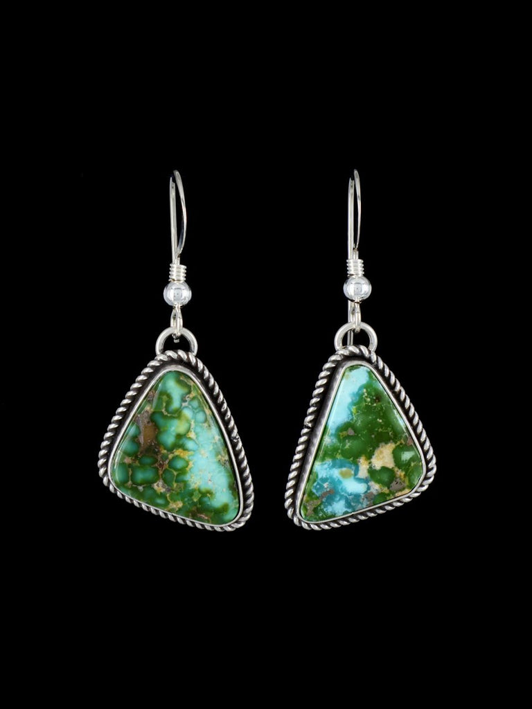 Native American Sterling Silver Sonoran Gold Turquoise Dangle Earrings - PuebloDirect.com