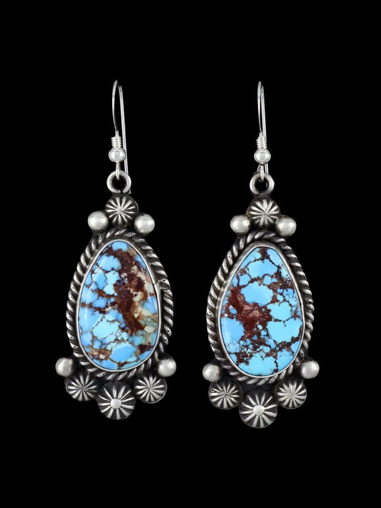 Navajo Sterling Silver Golden Hill Turquoise Dangle Earrings - PuebloDirect.com