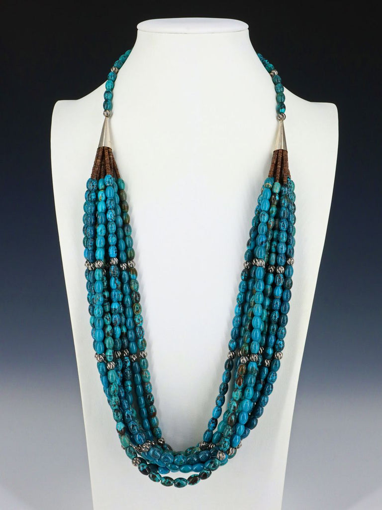 Native American Santo Domingo Turquoise Multi Strand Necklace - PuebloDirect.com