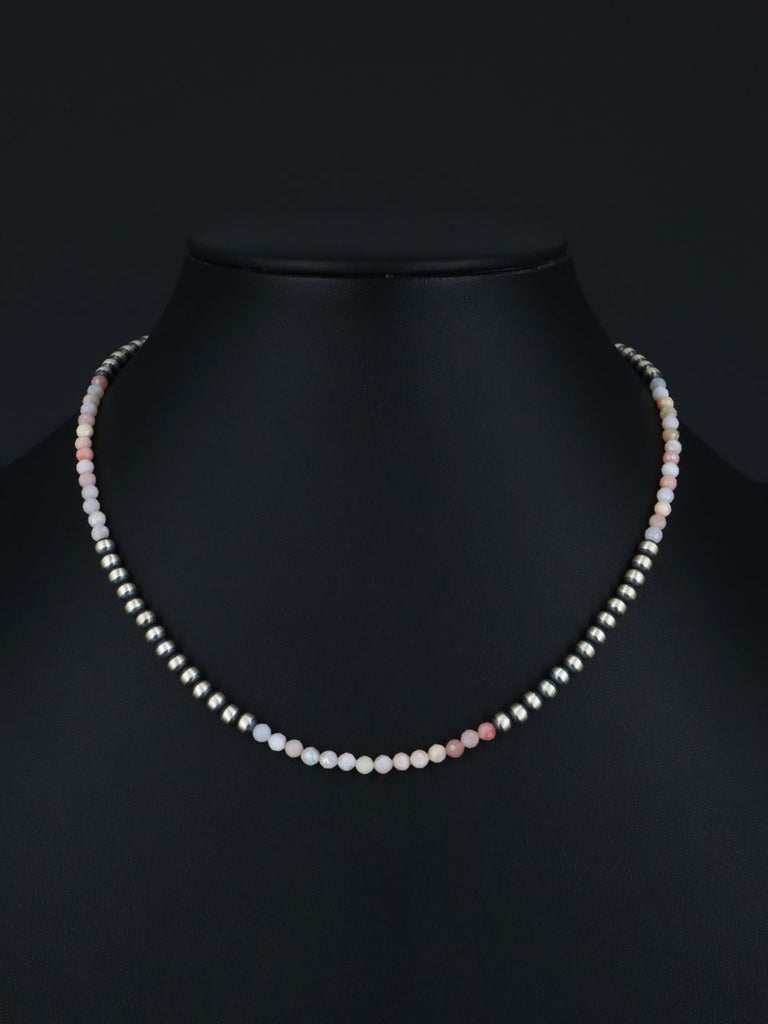 16" Navajo Jewelry Pink Conch Sterling Silver Beaded Necklace - PuebloDirect.com