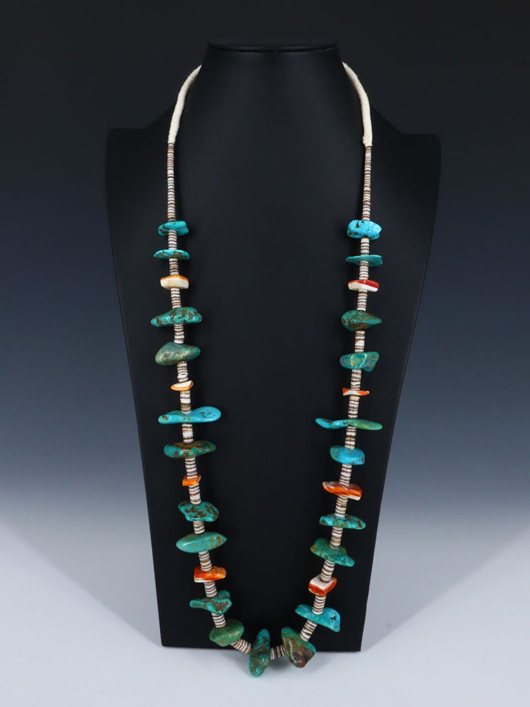 Native American Jewelry Single Strand Turquoise and Shell Heishi - PuebloDirect.com