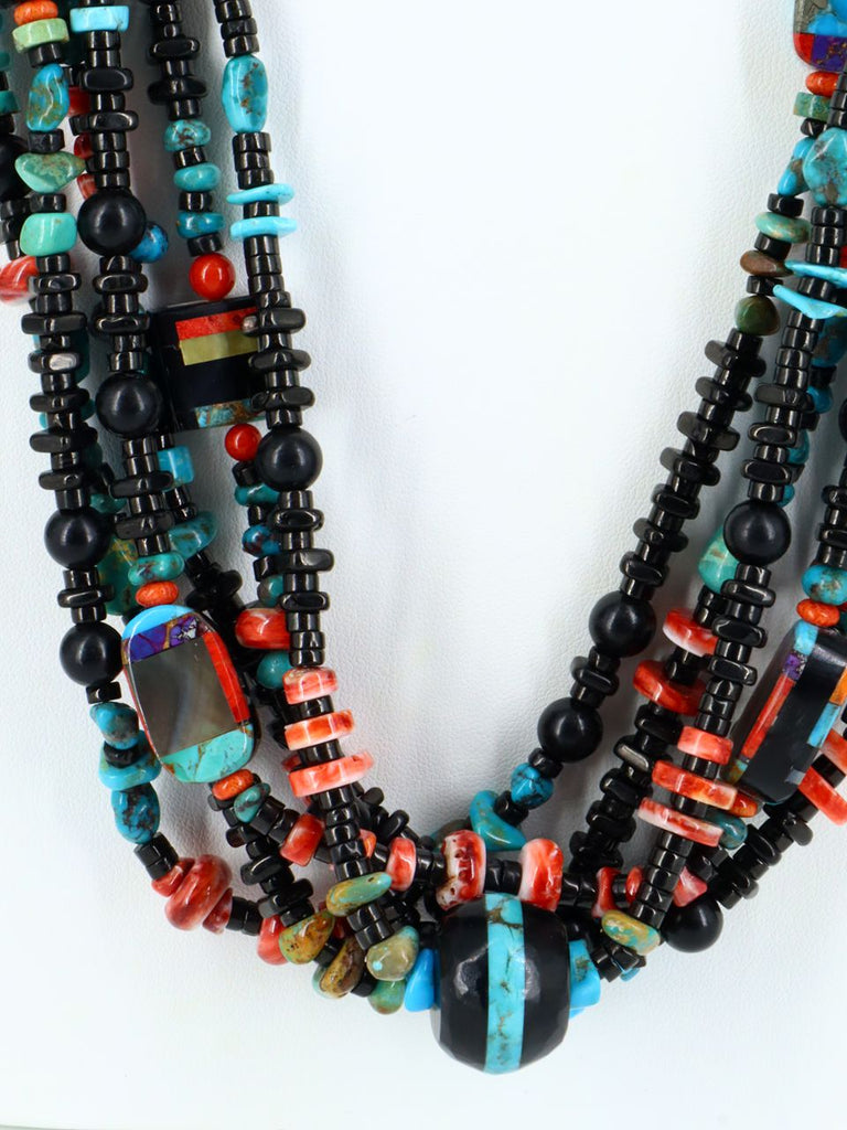 Native American Jewelry Santo Domingo Black Jet Treasure Necklace - PuebloDirect.com