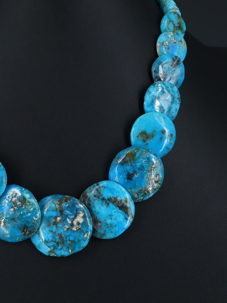 Native American Jewelry Blue Turquoise Disc Necklace - PuebloDirect.com