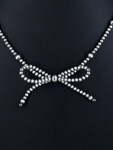 Navajo Jewelry Single Strand Sterling Silver Bow Beaded Necklace - PuebloDirect.com