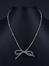 Navajo Jewelry Single Strand Sterling Silver Bow Beaded Necklace - PuebloDirect.com