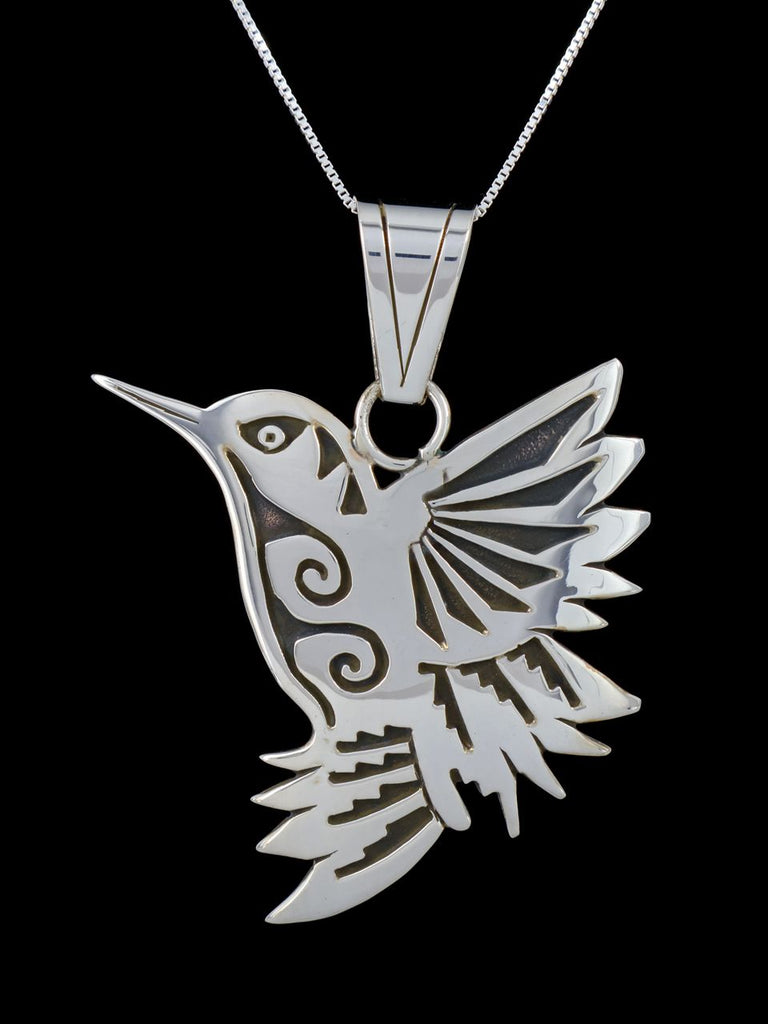 Native American Sterling Silver Hummingbird Pendant - PuebloDirect.com