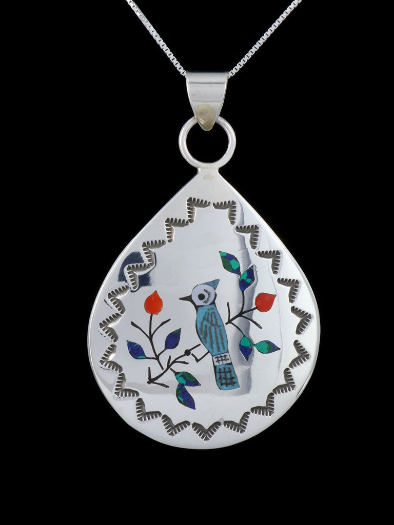 Native American Jewelry Inlay Bird Pendant - PuebloDirect.com