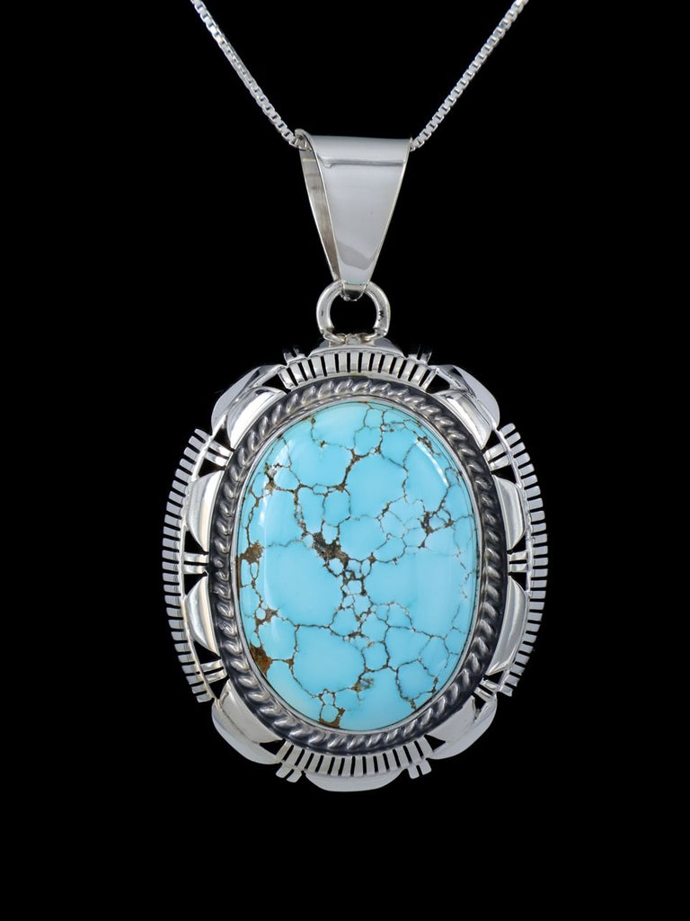 Native American Sterling Silver Natural #8 Turquoise Pendant - PuebloDirect.com