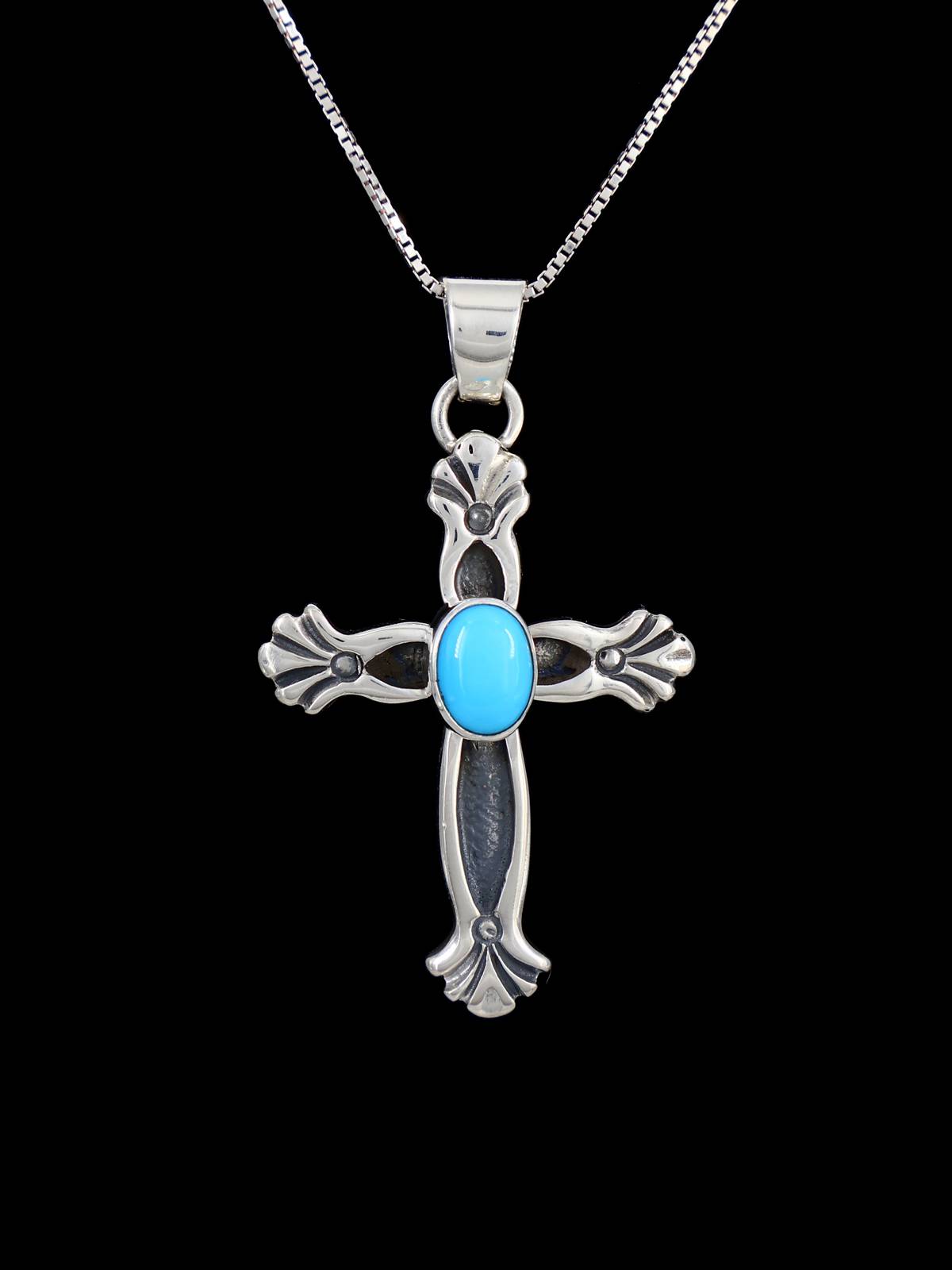 Navajo Turquoise Cross Pendant - PuebloDirect.com