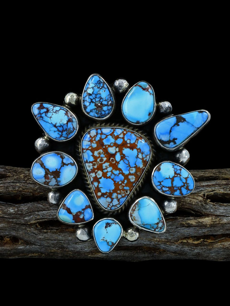Navajo Golden Hill Turquoise Cluster Ring, Size 8 - PuebloDirect.com