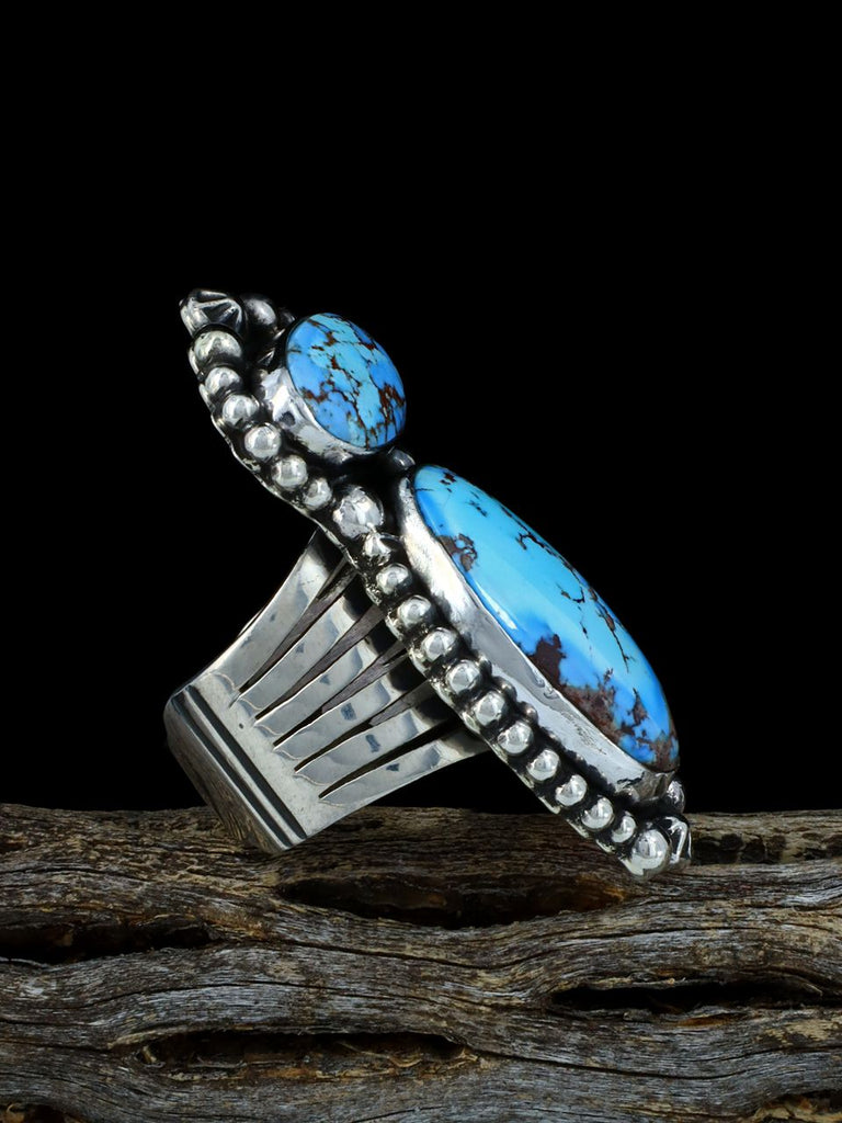 Navajo Golden Hill Turquoise Ring, Size 8 1/2 - PuebloDirect.com