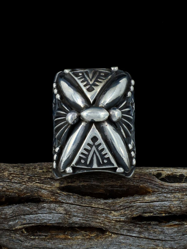 Navajo Stamped Sterling Silver Ring Size 8 1/2 - PuebloDirect.com