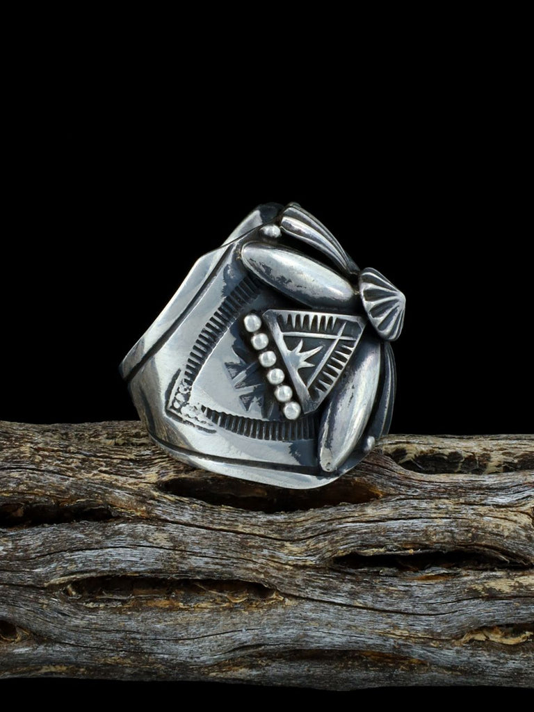 Navajo Stamped Sterling Silver Ring Size 10 - PuebloDirect.com