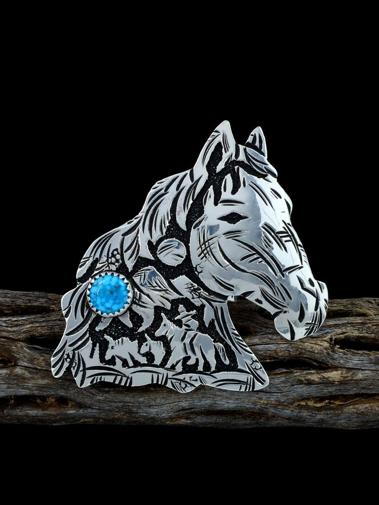 Adjustable Overlay Adjustable Turquoise Horse Ring - PuebloDirect.com